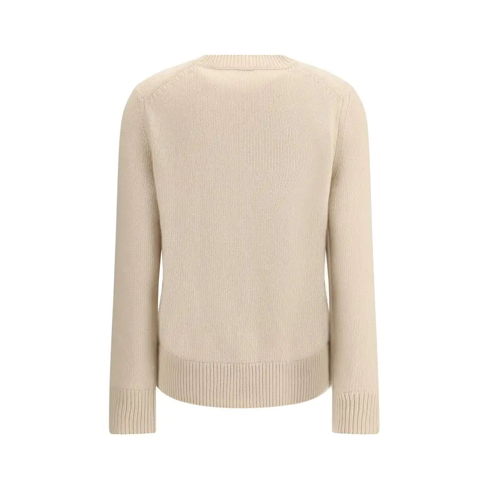 Burberry beige cashmere sweater med ribstrik og klassisk crew neck