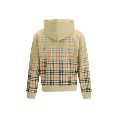 Burberry beige cotton sweatshirt med signatur plaid mønster
