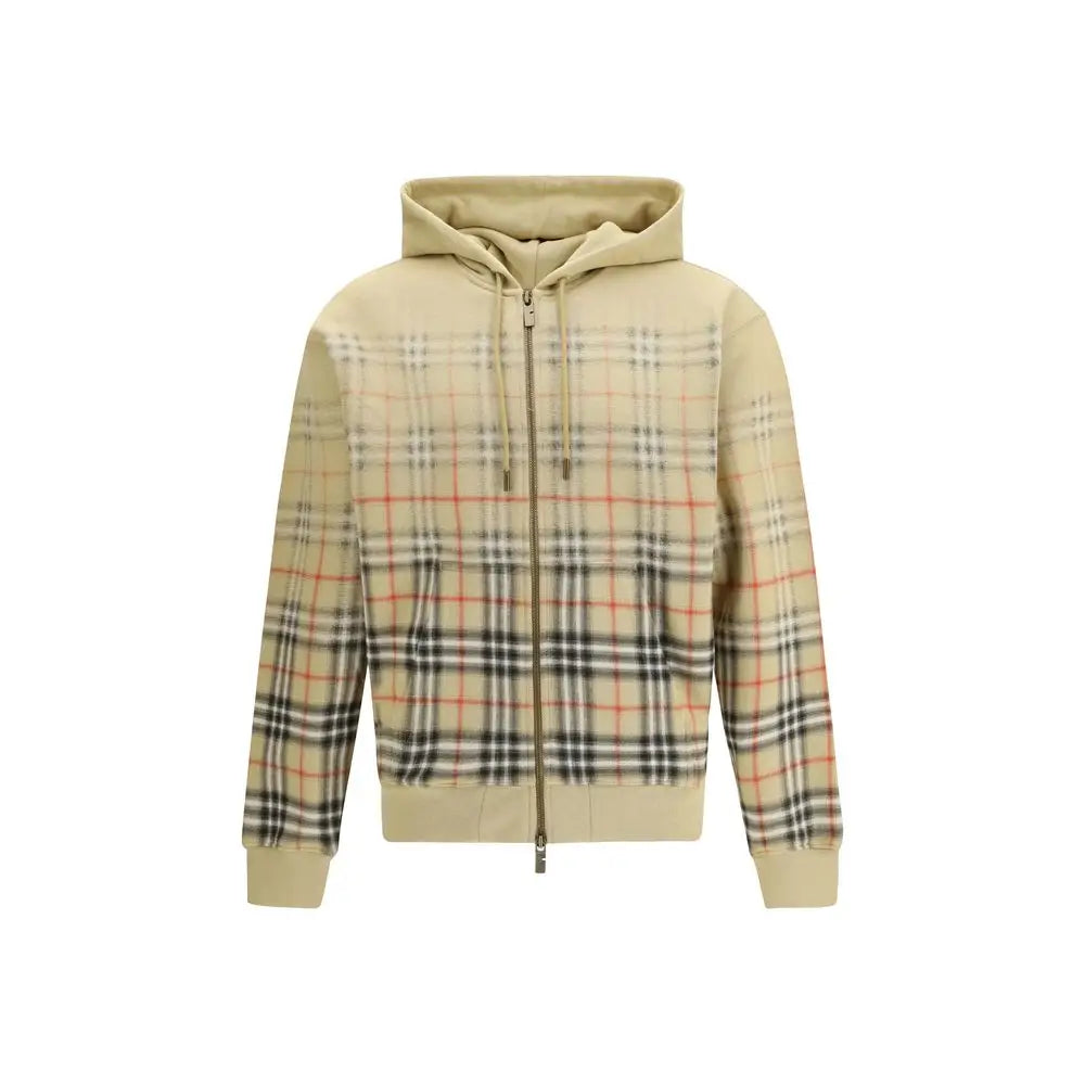 Burberry beige cotton sweatshirt med signatur check mønster