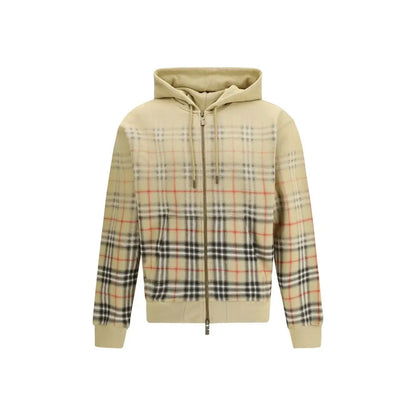 Burberry beige cotton sweatshirt med signatur check mønster