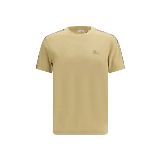 Burberry beige cotton t-shirt med striber og logo