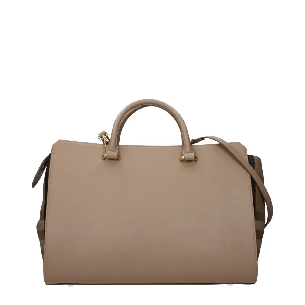 Burberry beige leather satchel med guld hardware og aftagelig rem