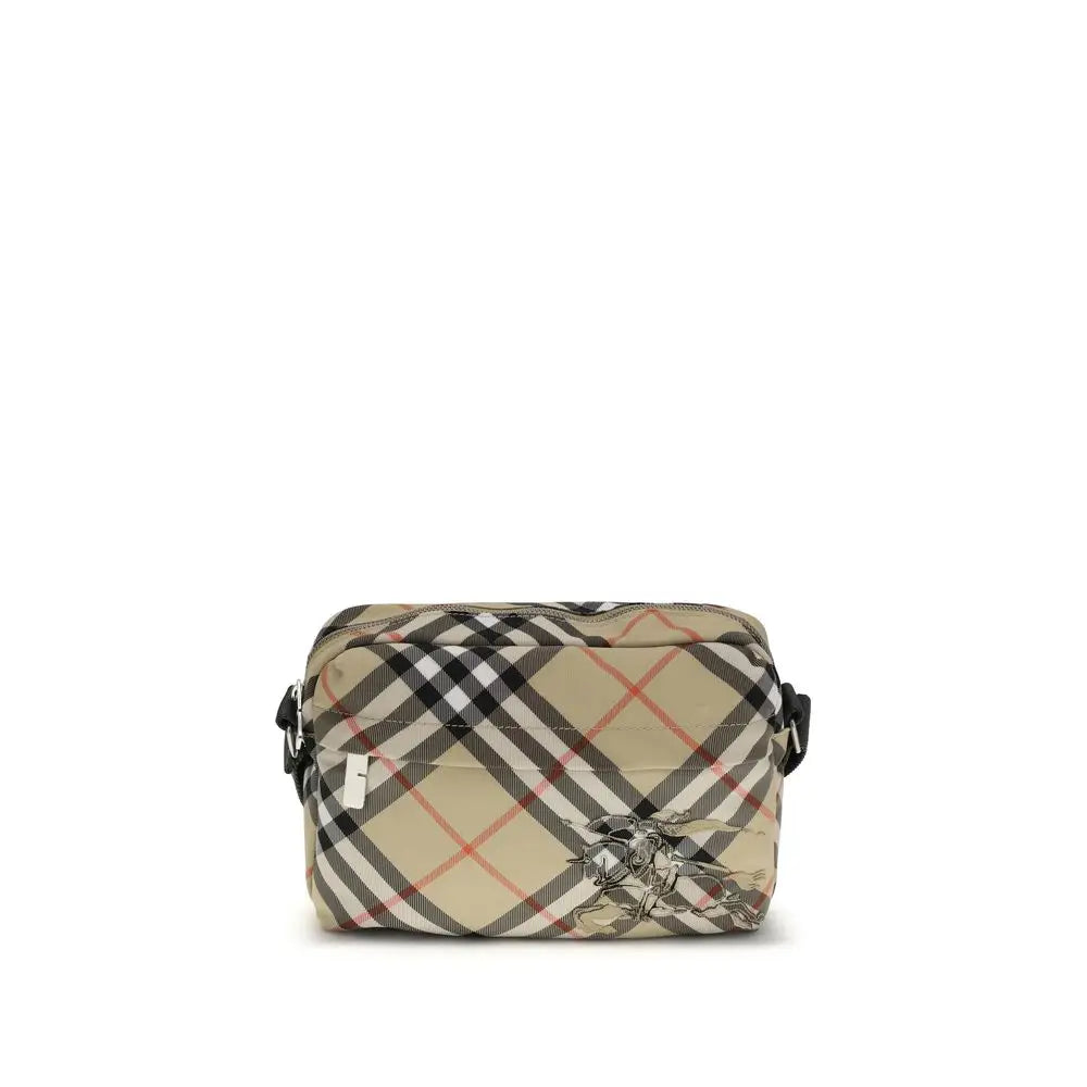 Burberry skulder taske i beige farve med rød-sort tern