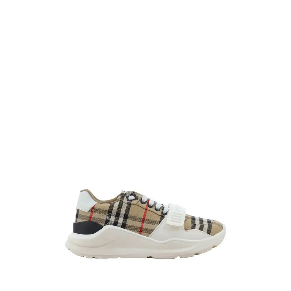 Burberry beige rubber athletic sneakers in checkered design with chunky sole