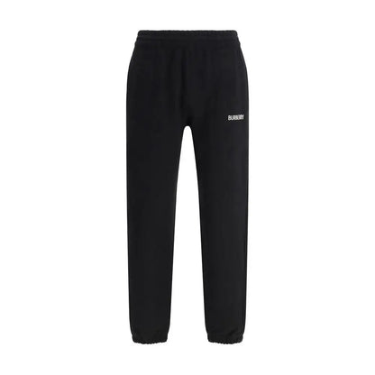 Burberry black cotton joggers med hvidt logo på venstre lår