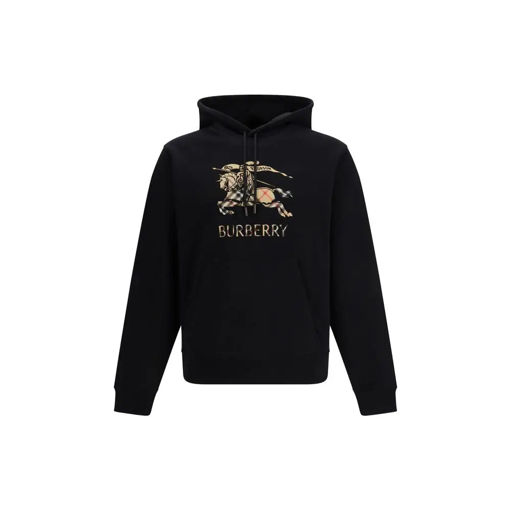 Burberry black cotton sweatshirt med beige-brun ridderbroderi