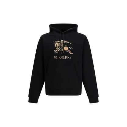 Burberry black cotton sweatshirt med beige-brun ridderbroderi
