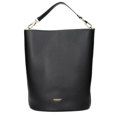 Burberry black læder bucket taske med guld hardware, 100% originale brands