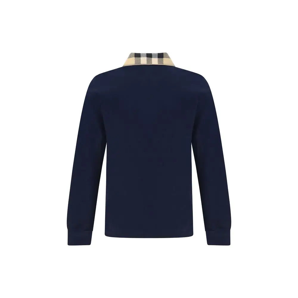 Stilfulde blå bomuldspolo i iøjnefaldende turboblå farve med ternet krave