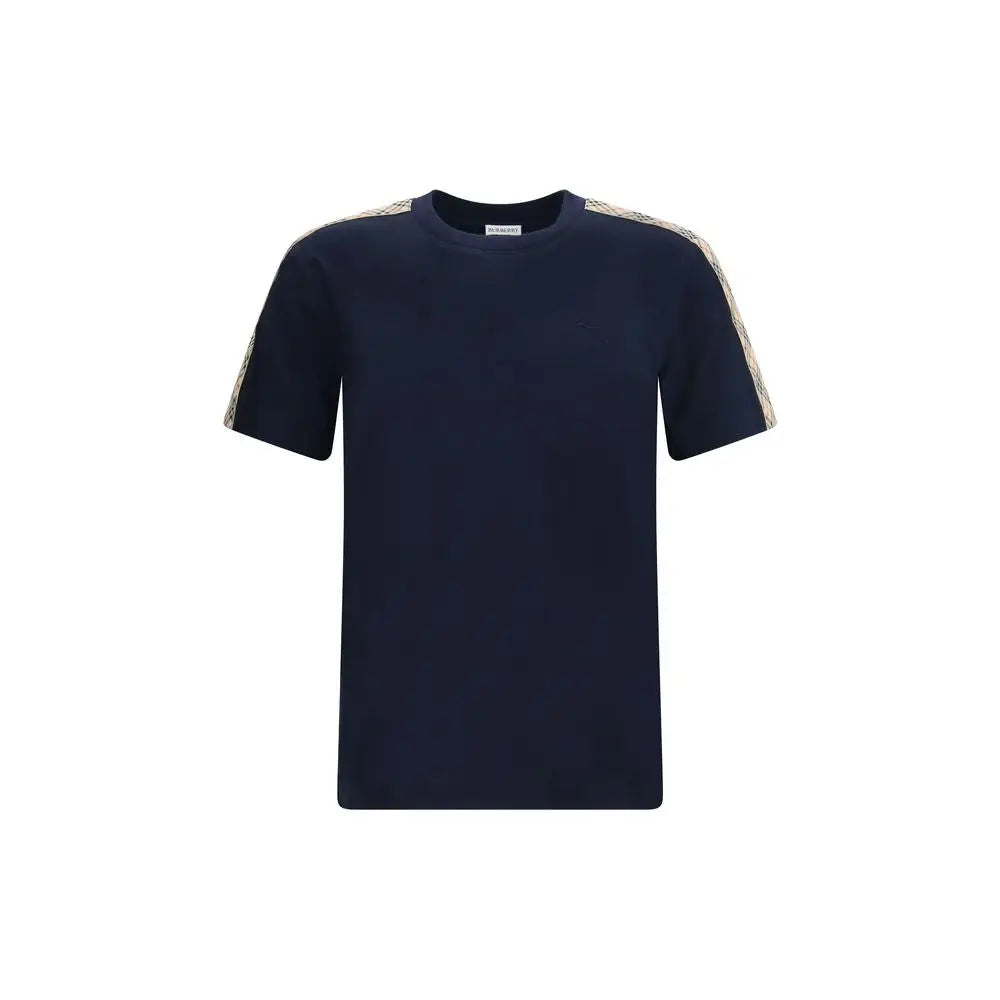 Burberry blue cotton t-shirt med beige bløndningstrim