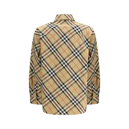 Burberry multicolor cotton mønster shirt i beige, sort, hvid og rød plaid