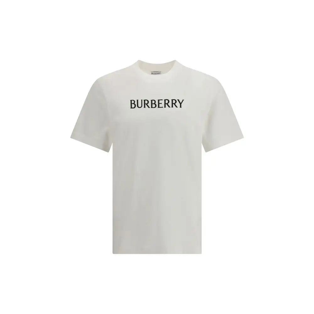 Hvide bomulds Burberry t-shirt med sort logo på brystet