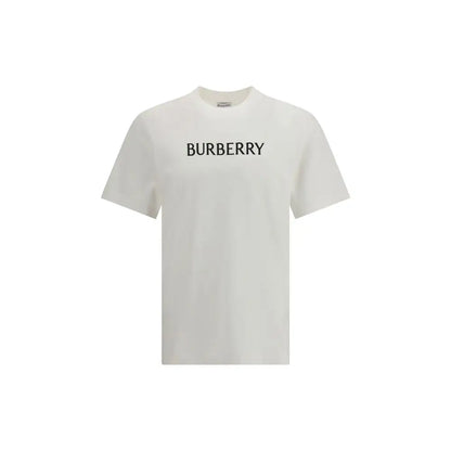 Hvide bomulds Burberry t-shirt med sort logo på brystet