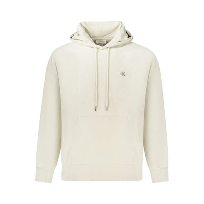 Calvin Klein beige bomuldshoodie med broderet logo og matchende snører