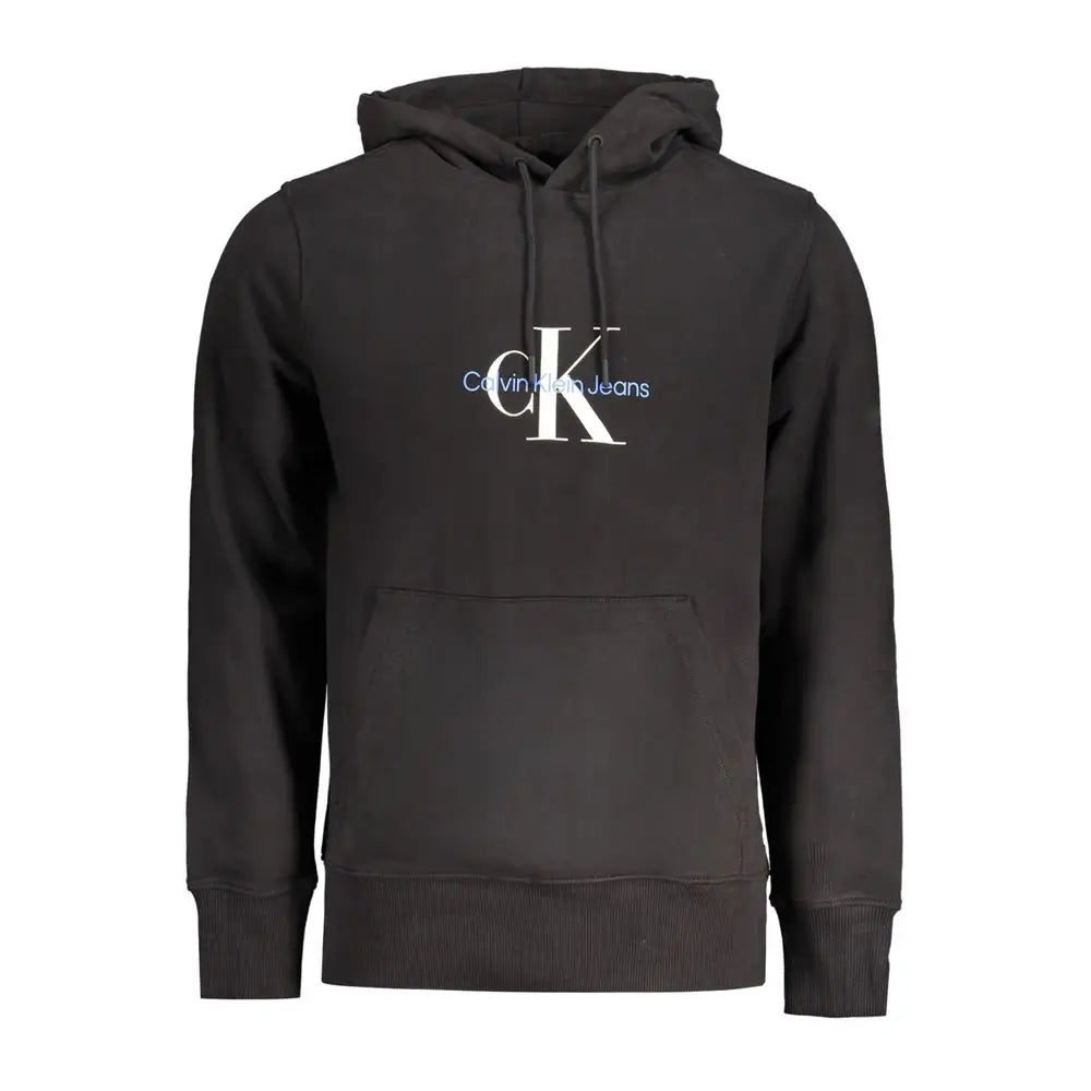 Calvin klein black bomuldssweater med hvidt og lyseblåt logo