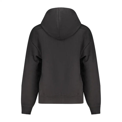 Calvin klein black cotton sweatshirt med løs pasform og ribbete manchetter