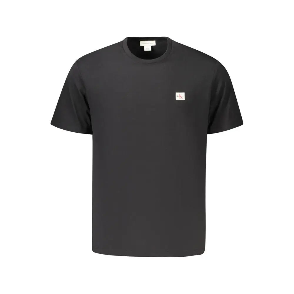 Calvin klein black cotton t-shirt med hvid logo på brystet
