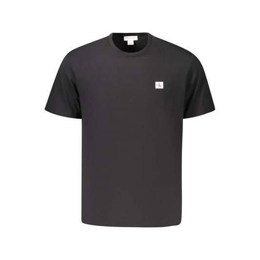 Calvin klein black cotton t-shirt med hvid logo på brystet