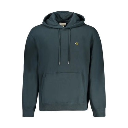 Mørkgrøn Calvin Klein hættetrøje med subtilt guldlogo på brystet i blå bomuld