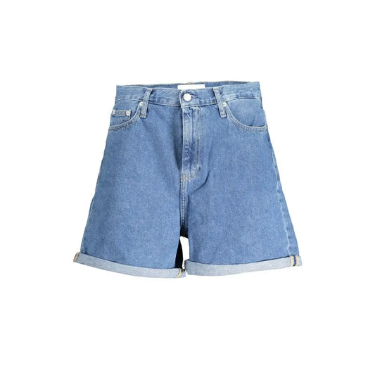 Calvin Klein blå bomulds shorts, høj talje, rullede manchetter, 100% originale brands