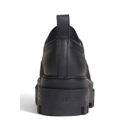 Calvin Klein Jeans sorte sort platform pumps i sort læder med chunky sål og logo på hælen