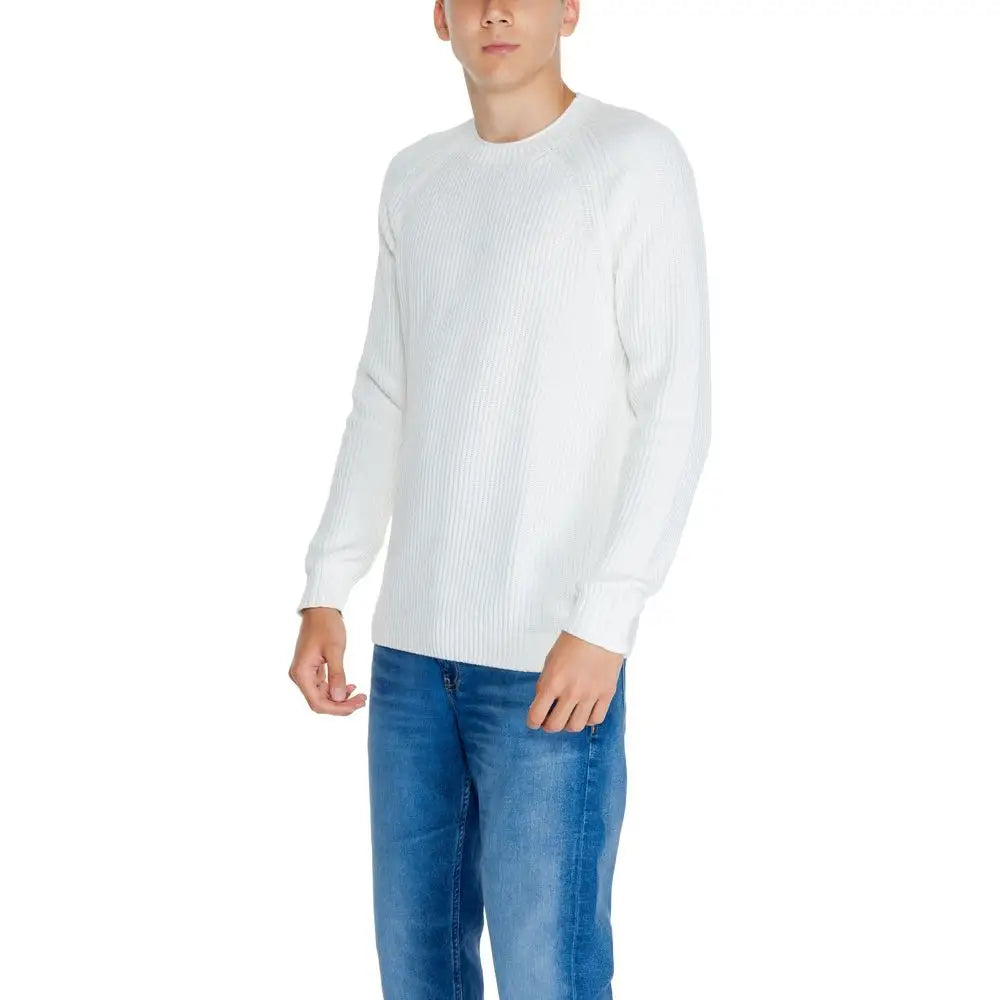 Calvin Klein Jeans White Organic Cotton Sweatshirt - Sweatshirts