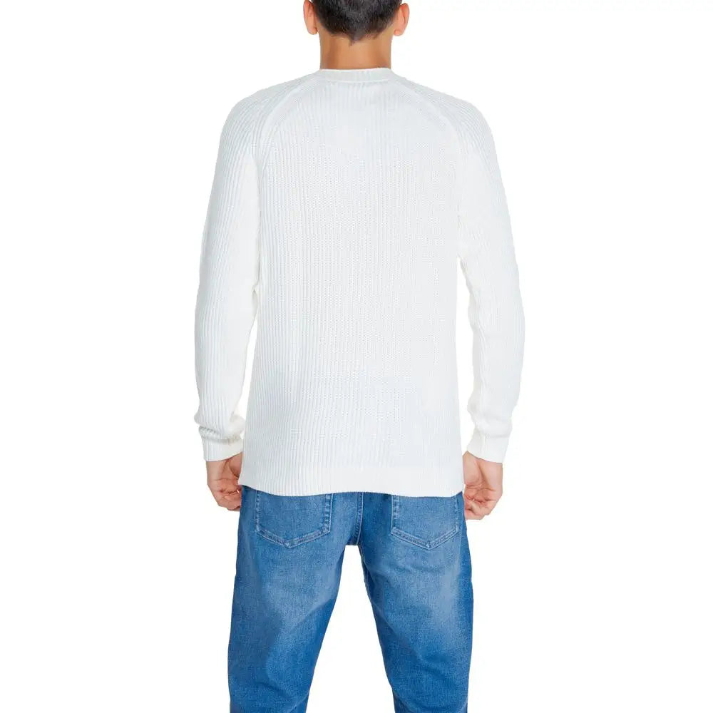 Calvin Klein Jeans White Organic Cotton Sweatshirt - Sweatshirts