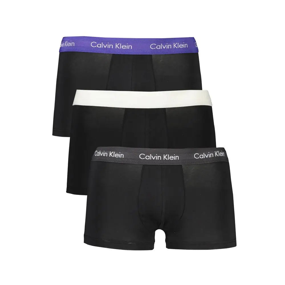 Calvin Klein Sleek tri-pack sorte boxers med sort stof og elastik i lilla, hvid og grå