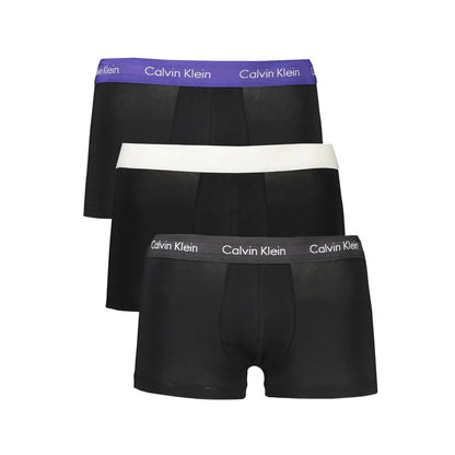 Calvin Klein Sleek tri-pack sorte boxers med sort stof og elastik i lilla, hvid og grå