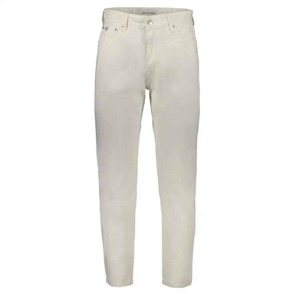 Calvin Klein hvide bomulds jeans i creme med klassisk design