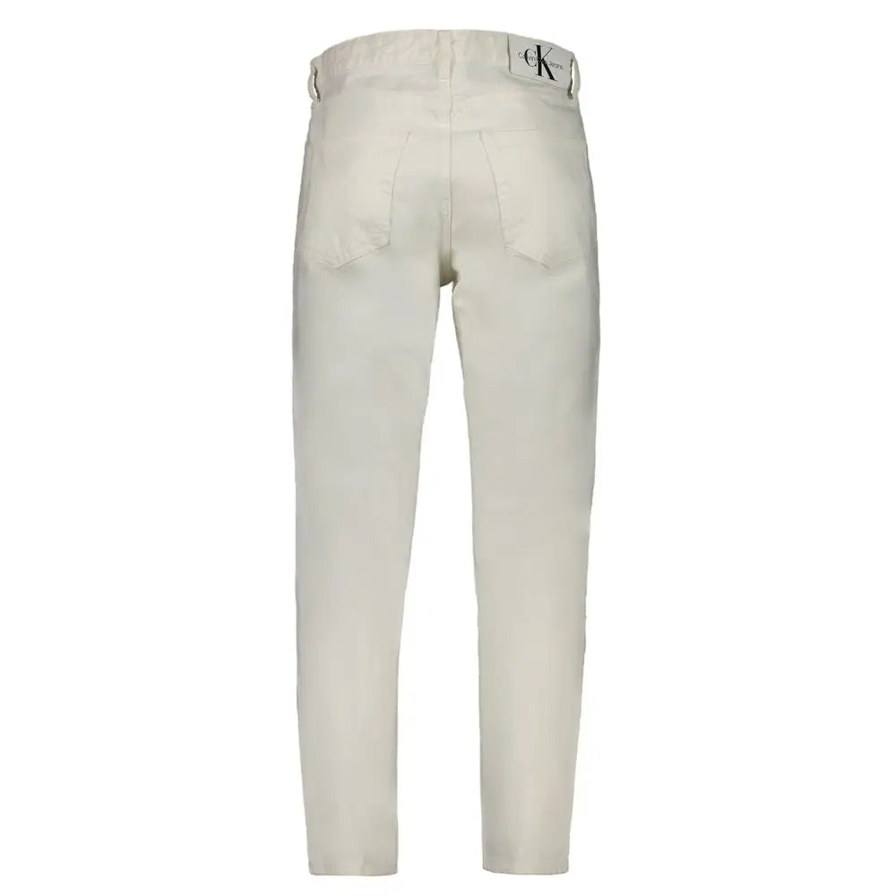 Cream-colored Calvin Klein white cotton jeans med slim fit og klassisk lomme