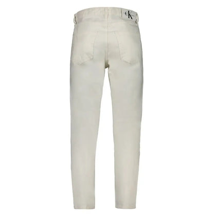 Cream-colored Calvin Klein white cotton jeans med slim fit og klassisk lomme