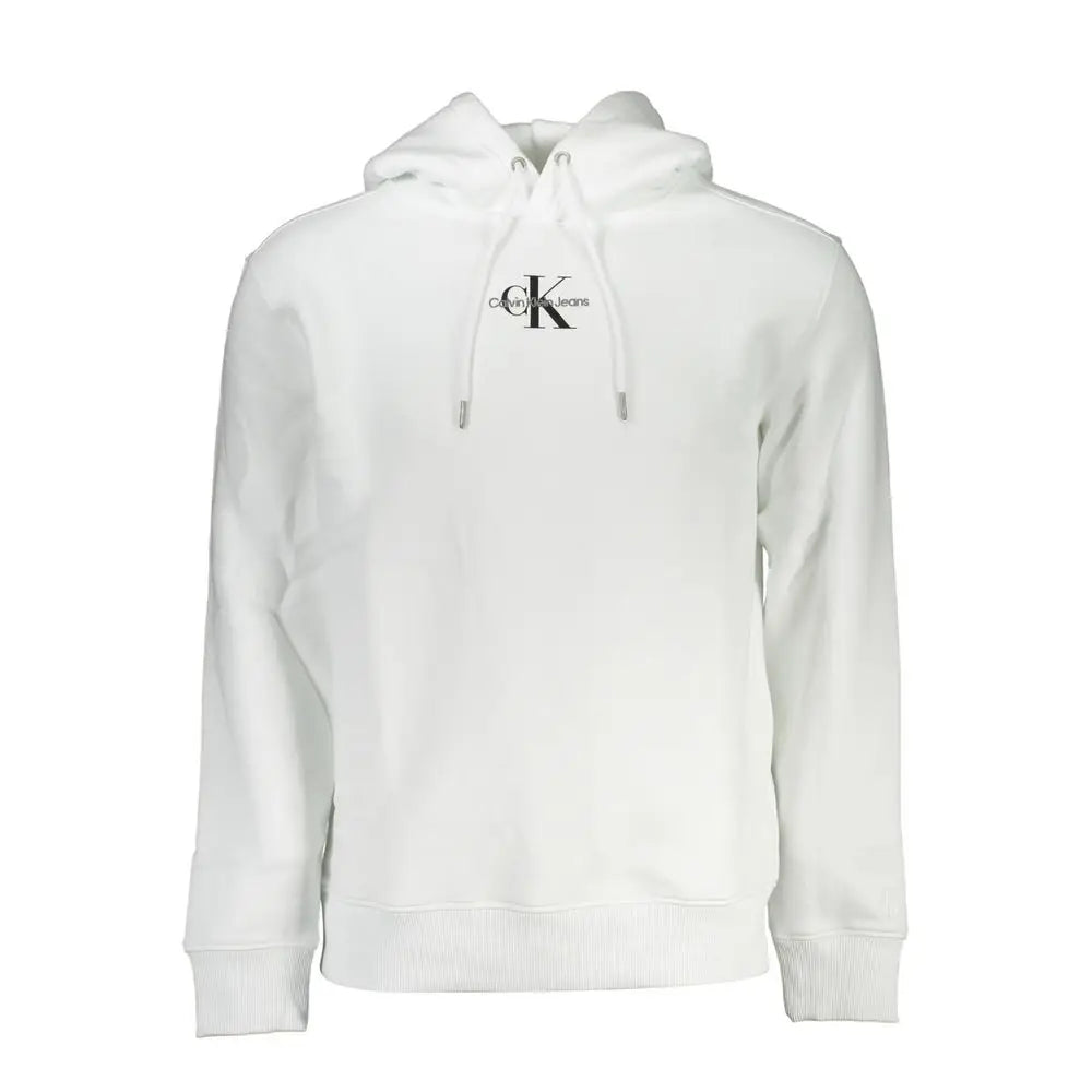 Calvin Klein white cotton sweatshirt med sort logo og snøre