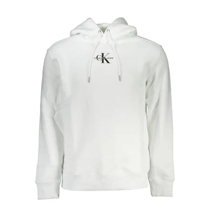 Calvin Klein white cotton sweatshirt med sort logo og snøre