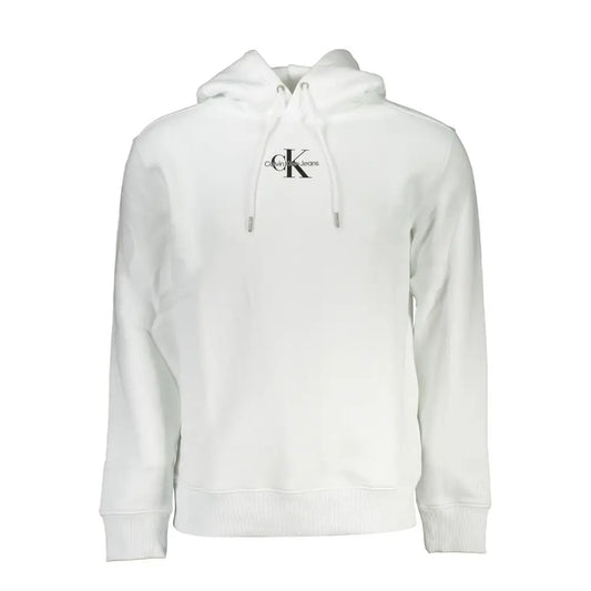 Calvin Klein white cotton sweatshirt med sort logo og snøre