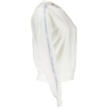 Hvid Calvin Klein bomuldssweater med subtil logo-stribe på ærmet