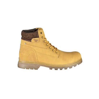 Carrera Yellow Polyester Boot i tan læder med brun tekstureret krave