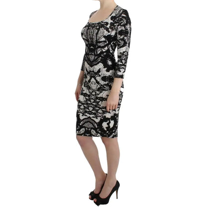 Cavalli Black Printed Sheath Dress