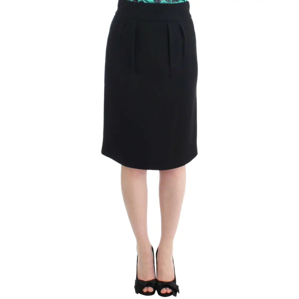 Cavalli Black wool pencil skirt