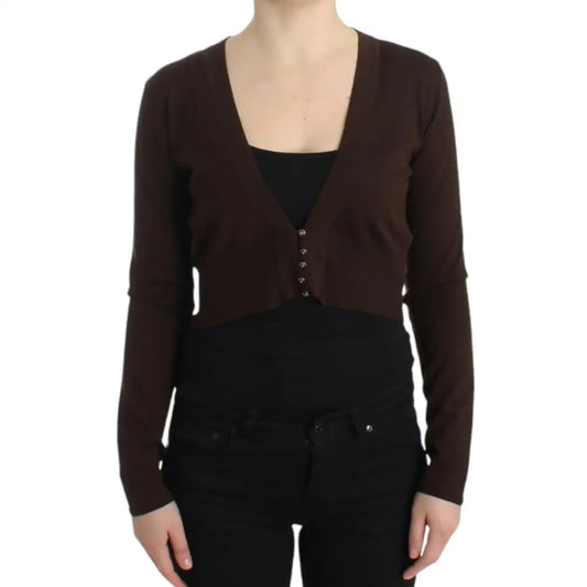 Cavalli Brown cropped wool cardigan