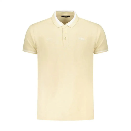 Cavalli Class beige cotton polo shirt med hvid krave og ærmer