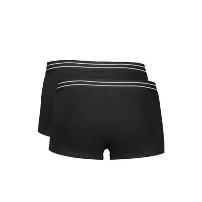 Cavalli class black cotton herreboxers med sort stof og hvid stribet taljebånd