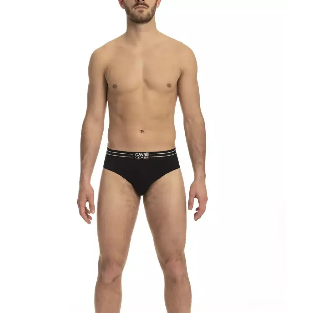 Cavalli Class Black Cotton Men Underwear Tri-Pack