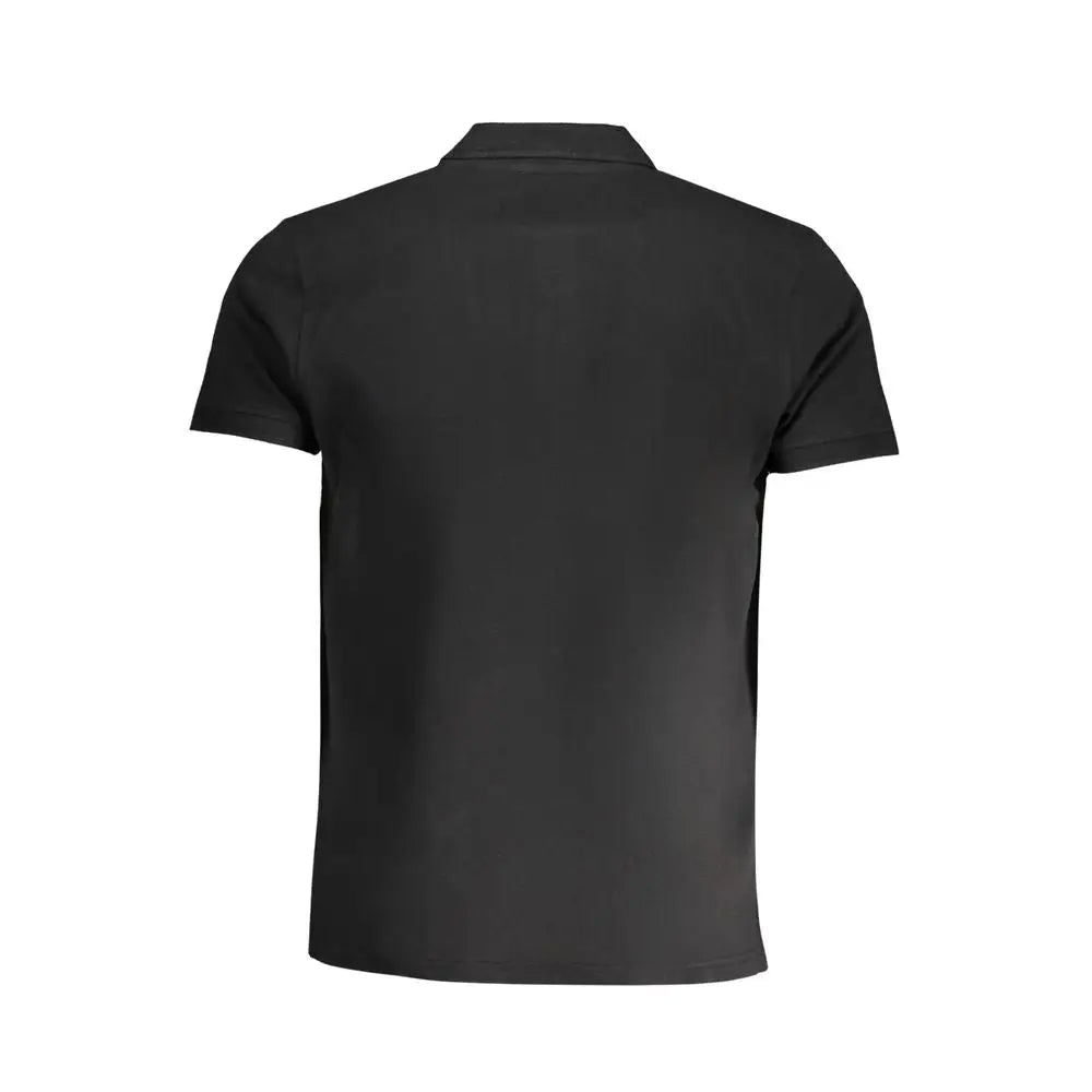 Cavalli Class black cotton polo shirt with short sleeves and classic collar