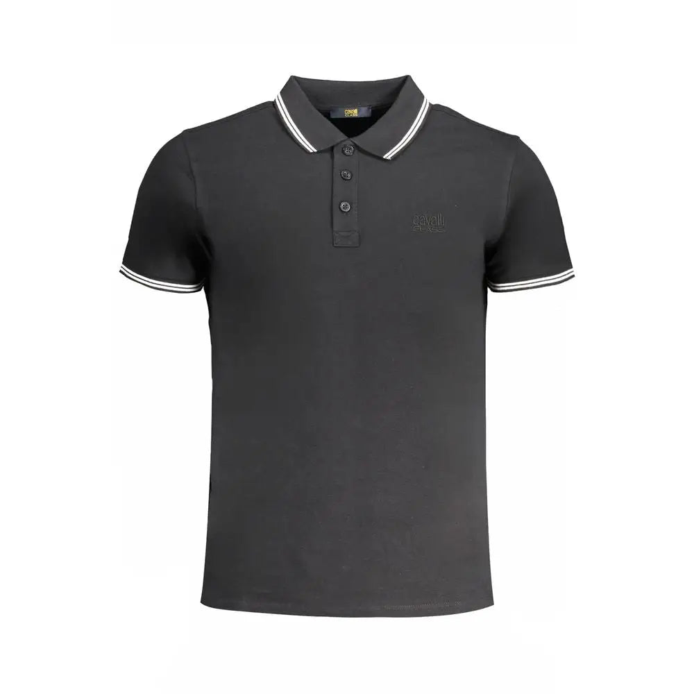 Sort Cavalli Class sort polo shirt i sort sort med hvid trim