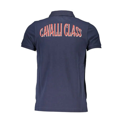 Cavalli Class Blue Cotton Men Polo Shirt - Polo Shirts