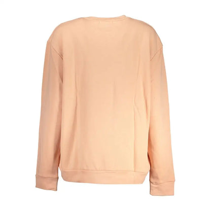 Cavalli Class elegant langærmet pink fleece sweatshirt i blød ferskenfarve