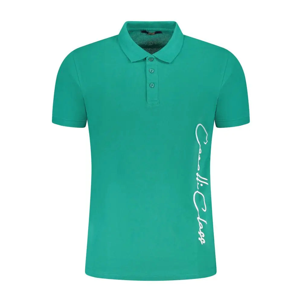 Cavalli Class Green Cotton Men Polo Shirt - XXL - Polo Shirts