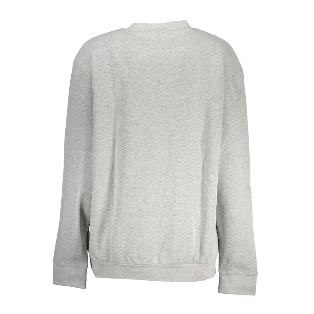 Cavalli Class Grigio polyester woman sweatshirt in heather gray with ribbed crew neck
