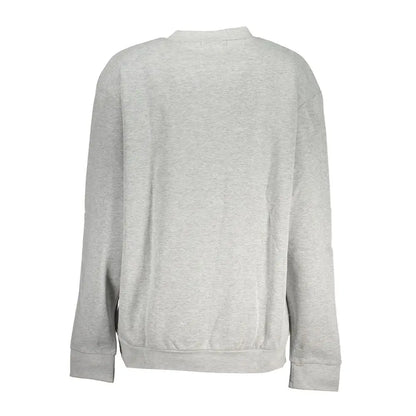 Cavalli Class Grigio polyester woman sweatshirt in heather gray with ribbed crew neck